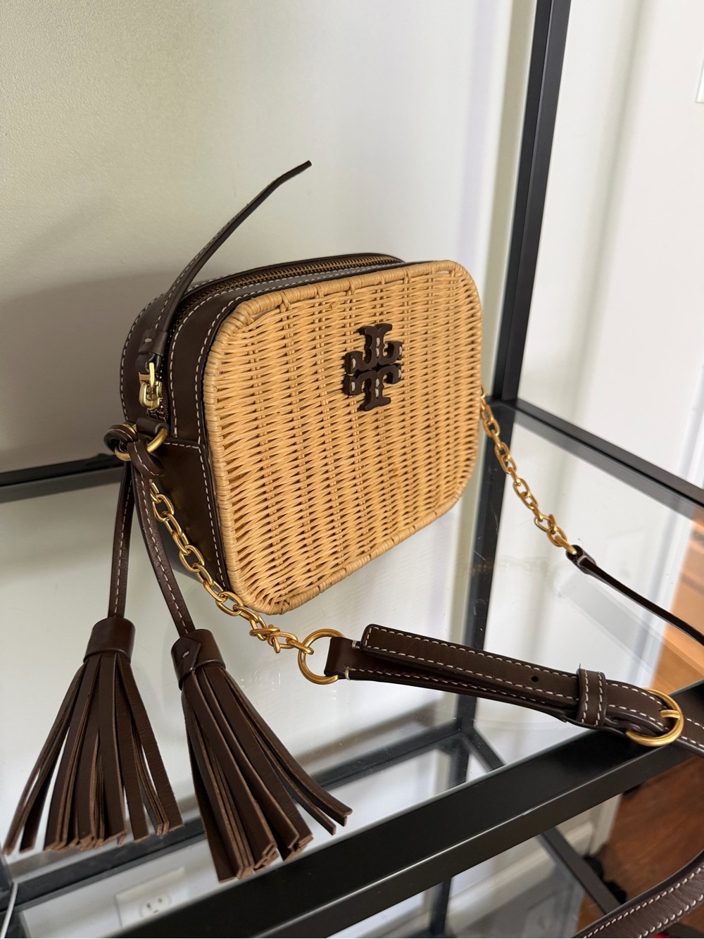 Tory Burch McGraw Woven Dark Brown Crossbody Bag - Picture 4 of 11